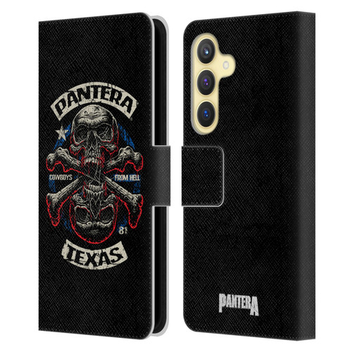 Pantera Art Double Cross Leather Book Wallet Case Cover For Samsung Galaxy S24 5G