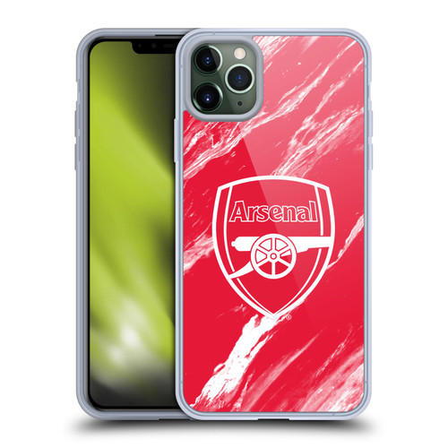 Arsenal FC Crest Patterns Red Marble Soft Gel Case for Apple iPhone 11 Pro Max & MagSafe