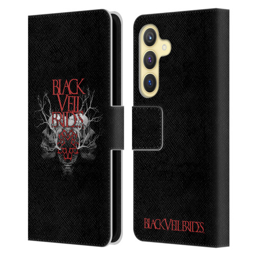 Black Veil Brides Band Art Skull Branches Leather Book Wallet Case Cover For Samsung Galaxy S24 5G