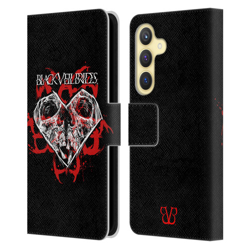 Black Veil Brides Band Art Skull Heart Leather Book Wallet Case Cover For Samsung Galaxy S24 5G