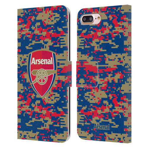 Arsenal FC Crest Patterns Digital Camouflage Leather Book Wallet Case Cover For Apple iPhone 7 Plus / iPhone 8 Plus