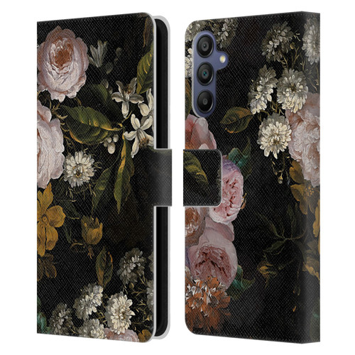 UtArt Antique Flowers Roses And Baby's Breath Leather Book Wallet Case Cover For Samsung Galaxy A15
