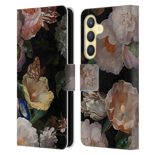 UtArt Antique Flowers Botanical Beauty Leather Book Wallet Case Cover For Samsung Galaxy S24 5G