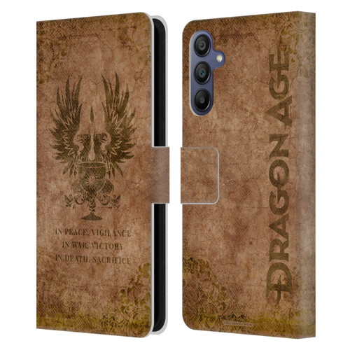 EA Bioware Dragon Age Heraldry Grey Wardens Distressed Leather Book Wallet Case Cover For Samsung Galaxy A15