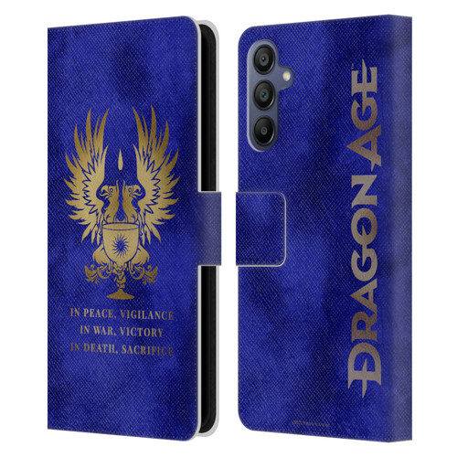 EA Bioware Dragon Age Heraldry Grey Wardens Gold Leather Book Wallet Case Cover For Samsung Galaxy A15