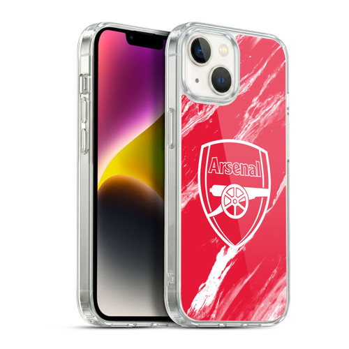 Arsenal FC Crest Patterns Red Marble Soft Gel Case for Apple iPhone 14