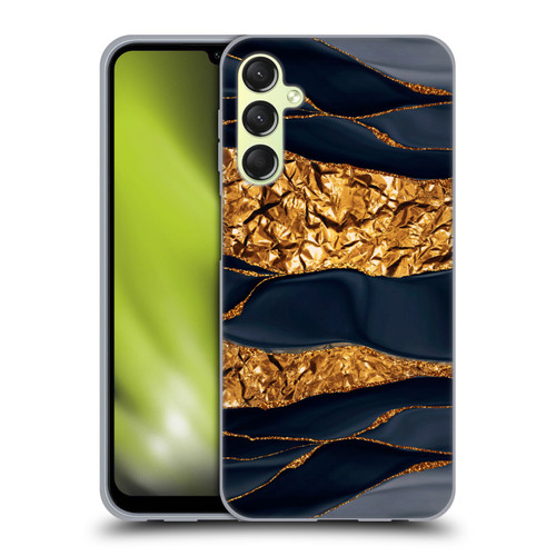 UtArt Dark Night Marble Gold Foil And Ink Soft Gel Case for Samsung Galaxy A24 4G / M34 5G