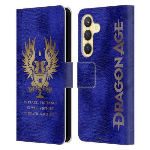 EA Bioware Dragon Age Heraldry Grey Wardens Gold Leather Book Wallet Case Cover For Samsung Galaxy S24 5G