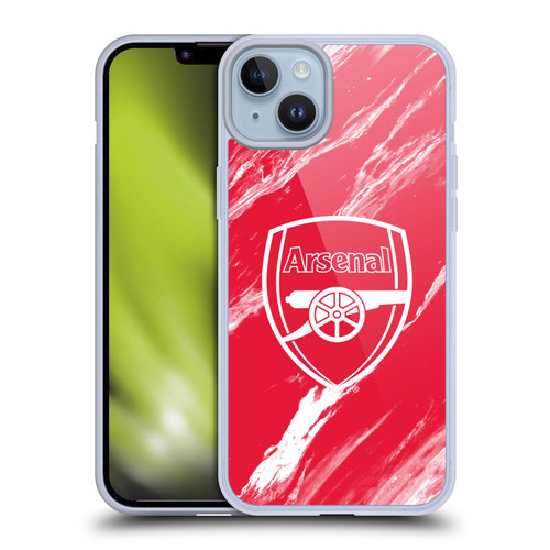 Arsenal FC Crest Patterns Red Marble Soft Gel Case for Apple iPhone 14 Plus