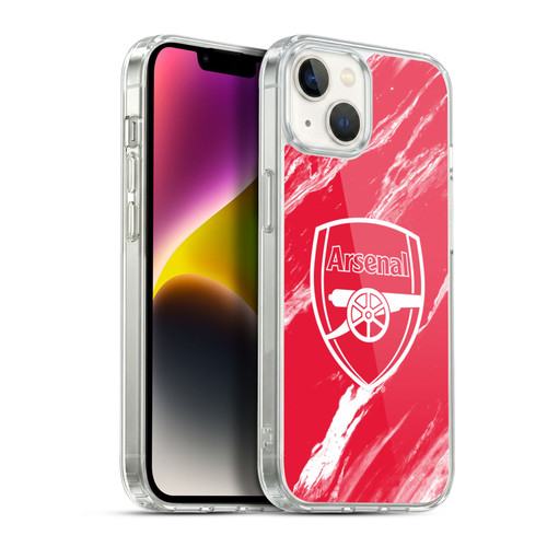 Arsenal FC Crest Patterns Red Marble Soft Gel Case for Apple iPhone 14 Plus & MagSafe