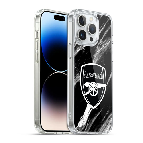 Arsenal FC Crest Patterns Marble Soft Gel Case for Apple iPhone 14 Pro Max & MagSafe
