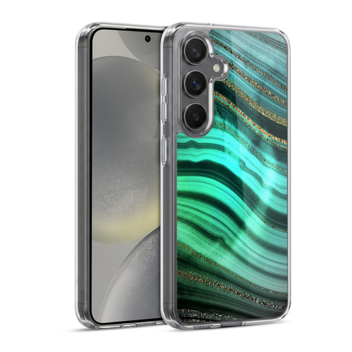 UtArt Malachite Emerald Glitter Gradient Soft Gel Case for Samsung Galaxy S24 5G & MagSafe