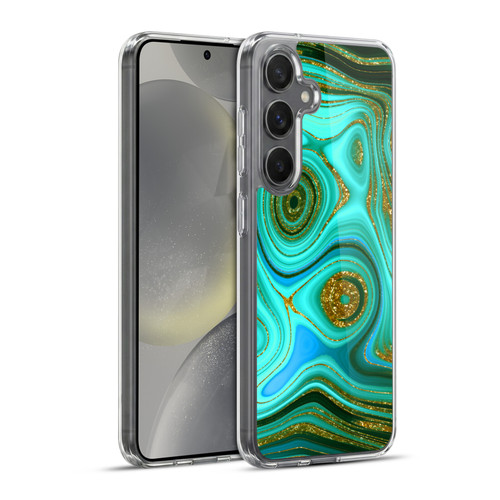 UtArt Malachite Emerald Liquid Gem Soft Gel Case for Samsung Galaxy S24+ 5G & MagSafe