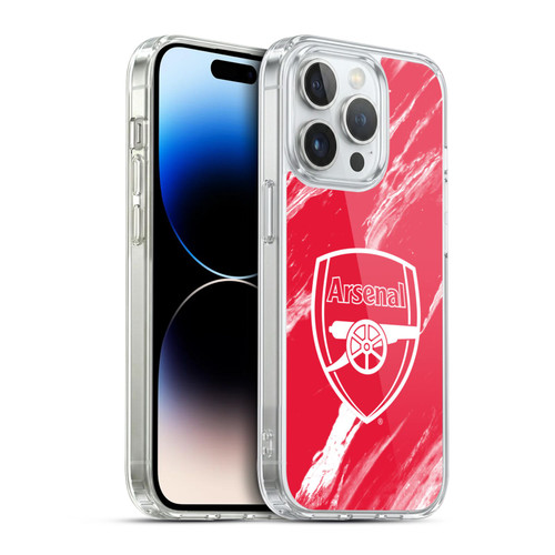 Arsenal FC Crest Patterns Red Marble Soft Gel Case for Apple iPhone 14 Pro & MagSafe