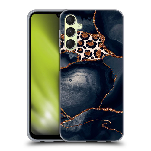 UtArt Wild Cat Marble Leopard Soft Gel Case for Samsung Galaxy A24 4G / M34 5G