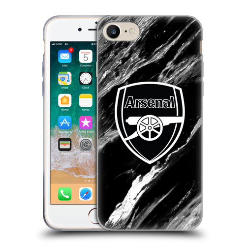 Arsenal FC Crest Patterns Marble Soft Gel Case for Apple iPhone 7 / 8 / SE 2020 & 2022 & MagSafe