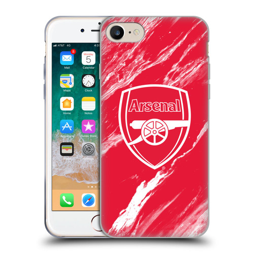 Arsenal FC Crest Patterns Red Marble Soft Gel Case for Apple iPhone 7 / 8 / SE 2020 & 2022 & MagSafe