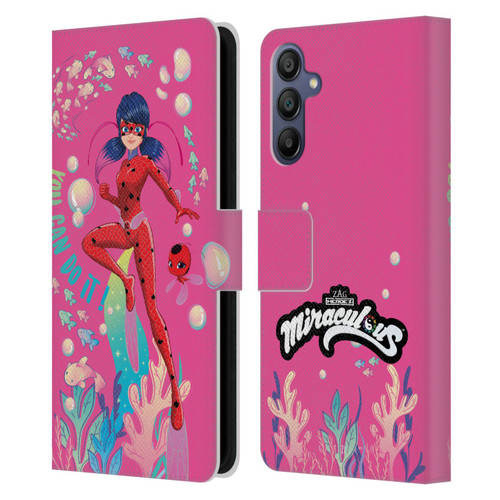Miraculous Tales of Ladybug & Cat Noir Aqua Ladybug You Can Do It Leather Book Wallet Case Cover For Samsung Galaxy A15