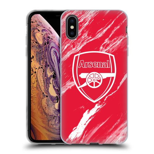 Arsenal FC Crest Patterns Red Marble Soft Gel Case for Apple iPhone XS Max