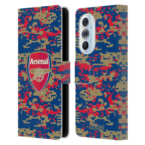 Arsenal FC Crest Patterns Digital Camouflage Leather Book Wallet Case Cover For Motorola Edge X30