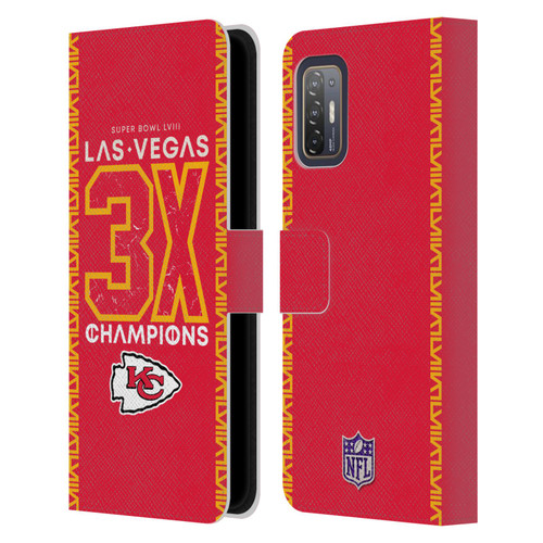NFL 2024 Super Bowl LVIII Champions Kansas City Chiefs 3x Champ Leather Book Wallet Case Cover For HTC Desire 21 Pro 5G