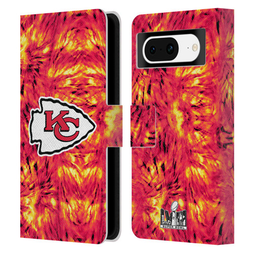 NFL 2024 Super Bowl LVIII Champions Kansas City Chiefs Tie Dye Leather Book Wallet Case Cover For Google Pixel 8