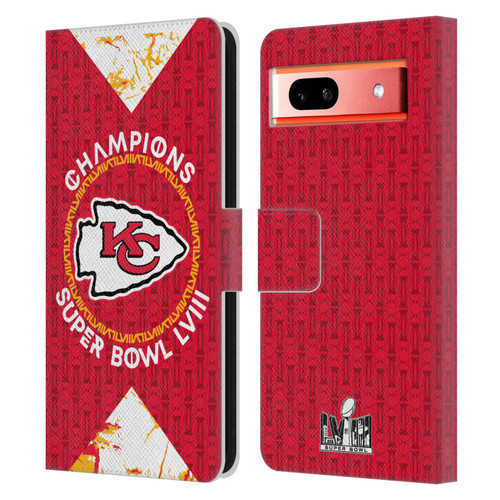 NFL 2024 Super Bowl LVIII Champions Kansas City Chiefs Patterns Leather Book Wallet Case Cover For Google Pixel 7a