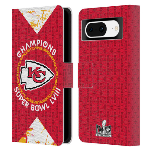NFL 2024 Super Bowl LVIII Champions Kansas City Chiefs Patterns Leather Book Wallet Case Cover For Google Pixel 8
