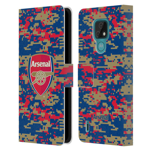 Arsenal FC Crest Patterns Digital Camouflage Leather Book Wallet Case Cover For Motorola Moto E7