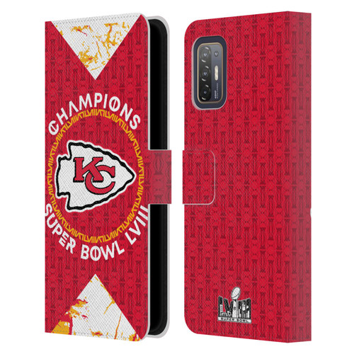 NFL 2024 Super Bowl LVIII Champions Kansas City Chiefs Patterns Leather Book Wallet Case Cover For HTC Desire 21 Pro 5G