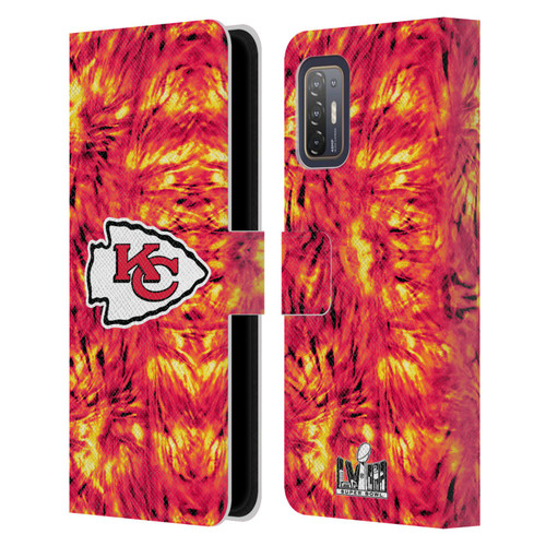 NFL 2024 Super Bowl LVIII Champions Kansas City Chiefs Tie Dye Leather Book Wallet Case Cover For HTC Desire 21 Pro 5G