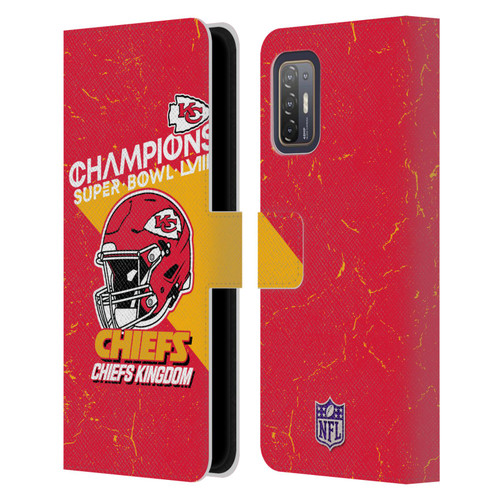NFL 2024 Super Bowl LVIII Champions Kansas City Chiefs Helmet Leather Book Wallet Case Cover For HTC Desire 21 Pro 5G
