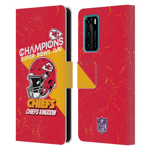 NFL 2024 Super Bowl LVIII Champions Kansas City Chiefs Helmet Leather Book Wallet Case Cover For Huawei P40 5G