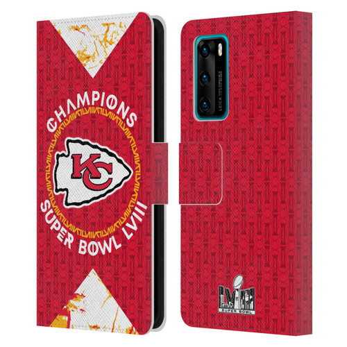 NFL 2024 Super Bowl LVIII Champions Kansas City Chiefs Patterns Leather Book Wallet Case Cover For Huawei P40 5G