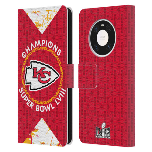 NFL 2024 Super Bowl LVIII Champions Kansas City Chiefs Patterns Leather Book Wallet Case Cover For Huawei Mate 40 Pro 5G