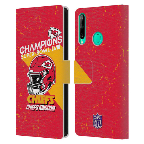 NFL 2024 Super Bowl LVIII Champions Kansas City Chiefs Helmet Leather Book Wallet Case Cover For Huawei P40 lite E