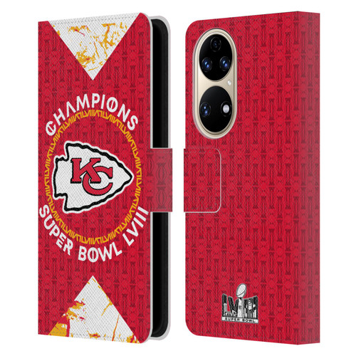 NFL 2024 Super Bowl LVIII Champions Kansas City Chiefs Patterns Leather Book Wallet Case Cover For Huawei P50