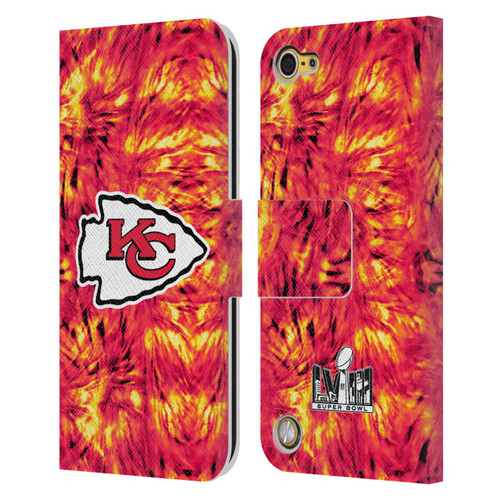 NFL 2024 Super Bowl LVIII Champions Kansas City Chiefs Tie Dye Leather Book Wallet Case Cover For Apple iPod Touch 5G 5th Gen