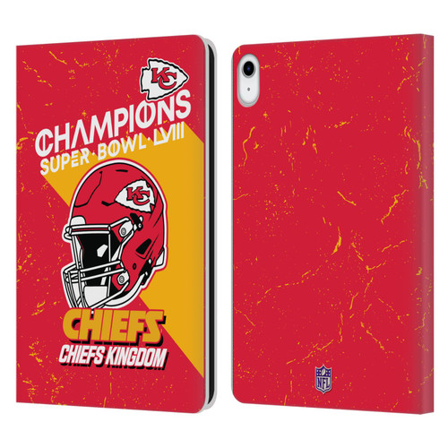 NFL 2024 Super Bowl LVIII Champions Kansas City Chiefs Helmet Leather Book Wallet Case Cover For Apple iPad 10.9 (2022)