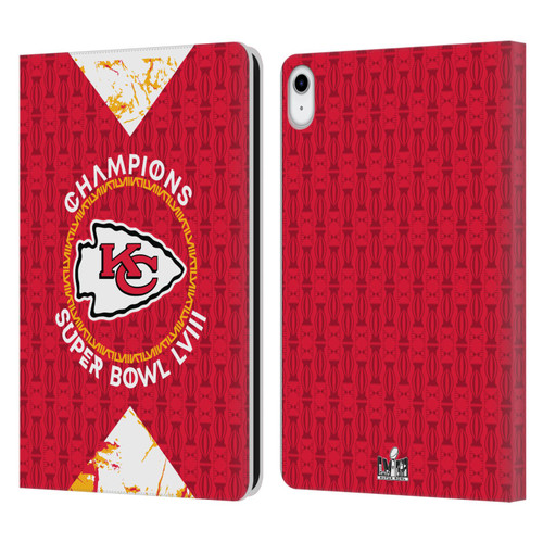 NFL 2024 Super Bowl LVIII Champions Kansas City Chiefs Patterns Leather Book Wallet Case Cover For Apple iPad 10.9 (2022)
