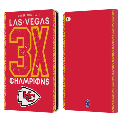NFL 2024 Super Bowl LVIII Champions Kansas City Chiefs 3x Champ Leather Book Wallet Case Cover For Apple iPad Air 2 (2014)