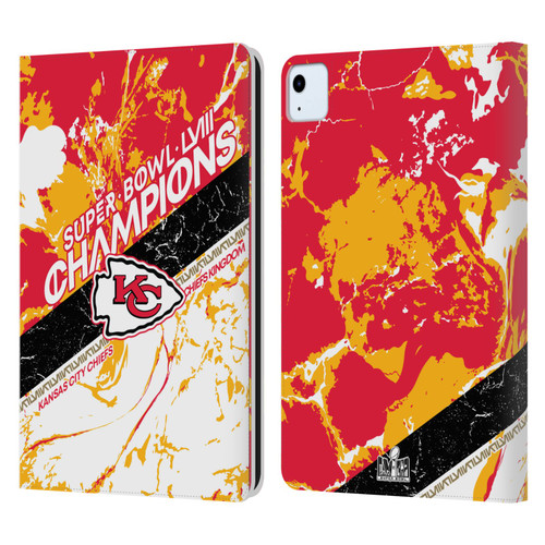 NFL 2024 Super Bowl LVIII Champions Kansas City Chiefs Marble Leather Book Wallet Case Cover For Apple iPad Air 2020 / 2022