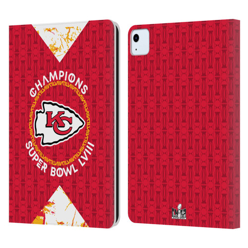 NFL 2024 Super Bowl LVIII Champions Kansas City Chiefs Patterns Leather Book Wallet Case Cover For Apple iPad Air 2020 / 2022