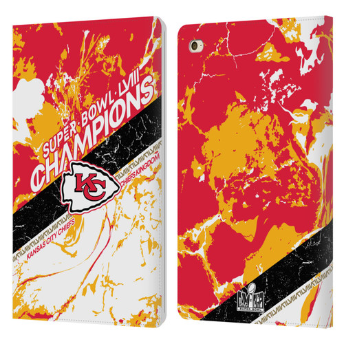 NFL 2024 Super Bowl LVIII Champions Kansas City Chiefs Marble Leather Book Wallet Case Cover For Apple iPad mini 4
