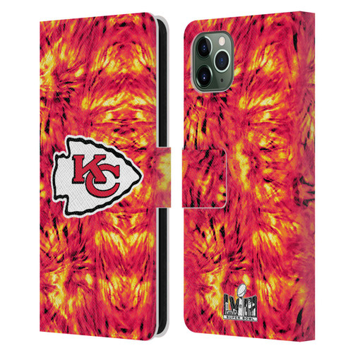 NFL 2024 Super Bowl LVIII Champions Kansas City Chiefs Tie Dye Leather Book Wallet Case Cover For Apple iPhone 11 Pro Max