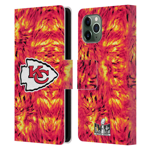 NFL 2024 Super Bowl LVIII Champions Kansas City Chiefs Tie Dye Leather Book Wallet Case Cover For Apple iPhone 11 Pro