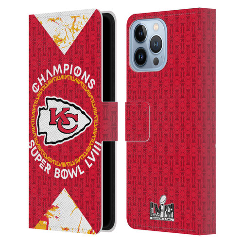 NFL 2024 Super Bowl LVIII Champions Kansas City Chiefs Patterns Leather Book Wallet Case Cover For Apple iPhone 13 Pro Max