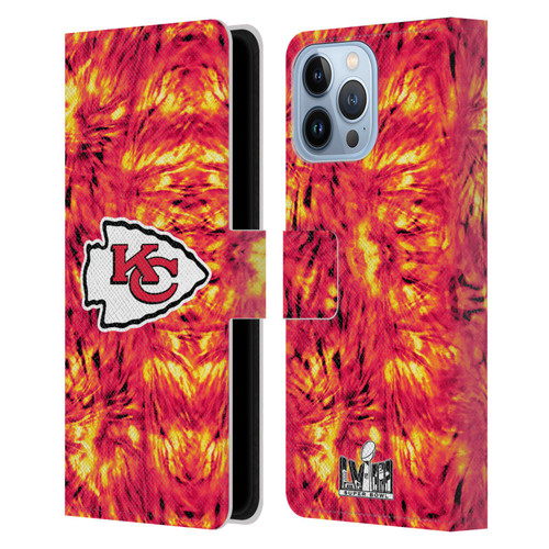 NFL 2024 Super Bowl LVIII Champions Kansas City Chiefs Tie Dye Leather Book Wallet Case Cover For Apple iPhone 13 Pro Max