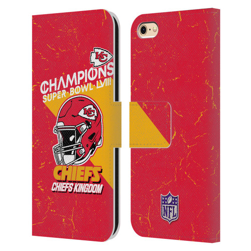 NFL 2024 Super Bowl LVIII Champions Kansas City Chiefs Helmet Leather Book Wallet Case Cover For Apple iPhone 6 / iPhone 6s