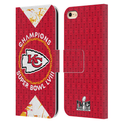 NFL 2024 Super Bowl LVIII Champions Kansas City Chiefs Patterns Leather Book Wallet Case Cover For Apple iPhone 6 / iPhone 6s